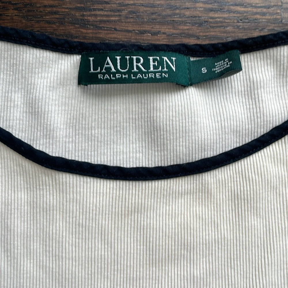 Lauren White Puff Sleeve Top with Black Trim - Picture 2 of 3